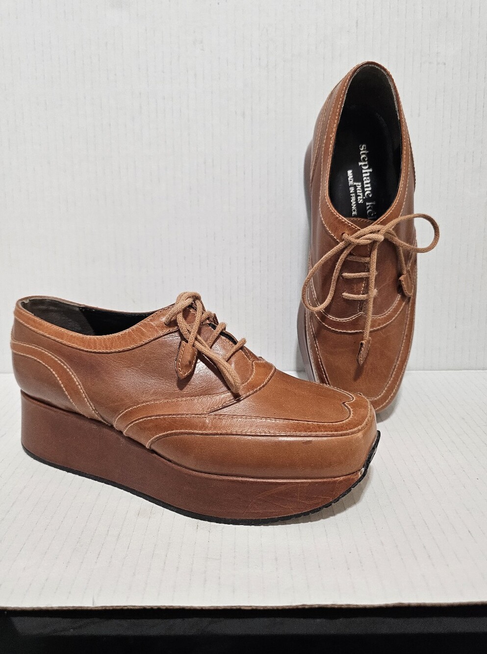 Stephane Kelian Paris Vintage brown leather platform oxfords Shoes Sz 6